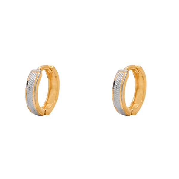 Brinco Argola Pequena com Trabalhado Rodinado em Ouro 18K - 15mm