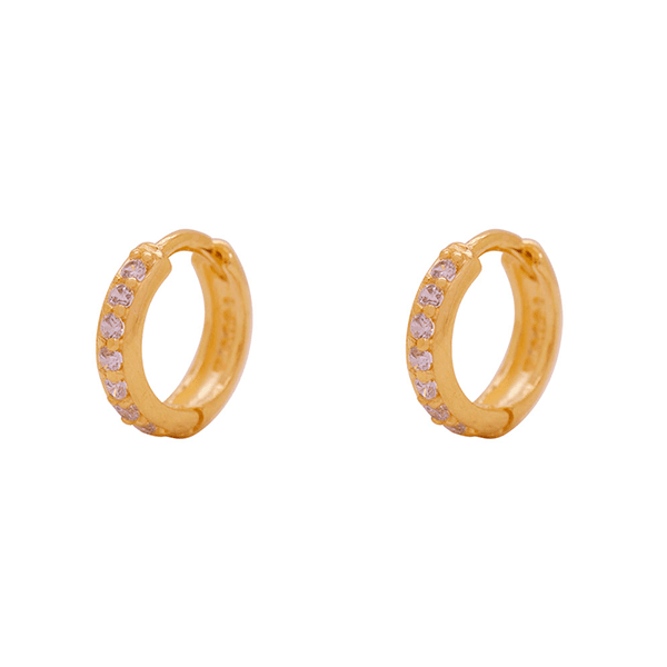 Brinco Argola em Ouro 18K com 1 Carreiro de Zircônias Brancas