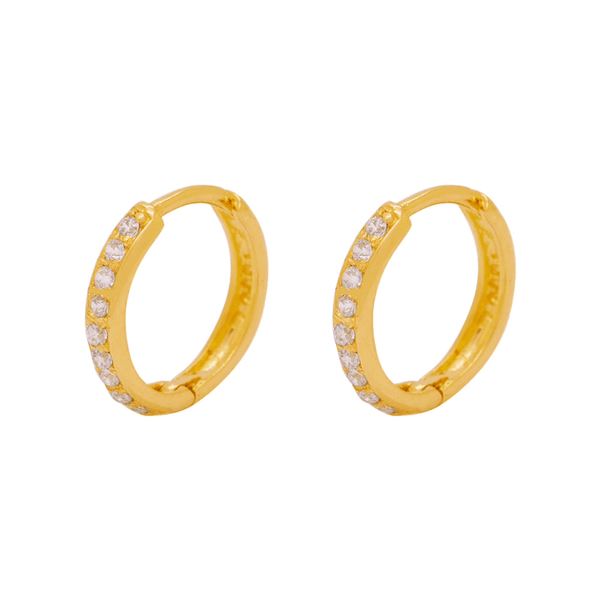 Brinco de Argola em Ouro 18K e Pedras de Zircônia