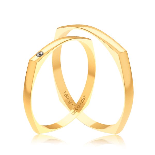 Par de Alianças Quadradas em Ouro 18K - 2,3mm