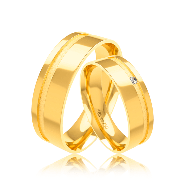 Par de Alianças em Ouro 18K - 6mm