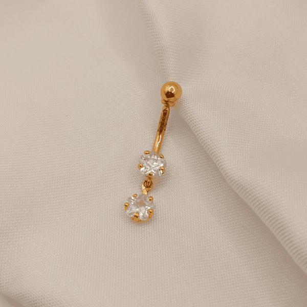 Piercing de Umbigo Estrela em Ouro 18K - Zircônia