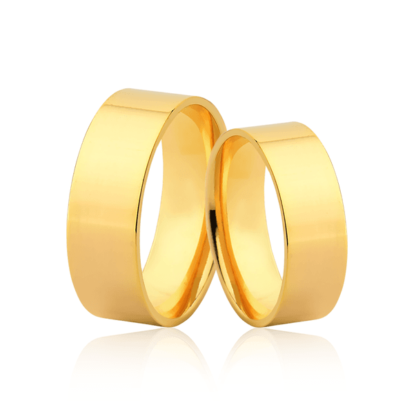 Par de Alianças Retas Anatômicas em Ouro 18K