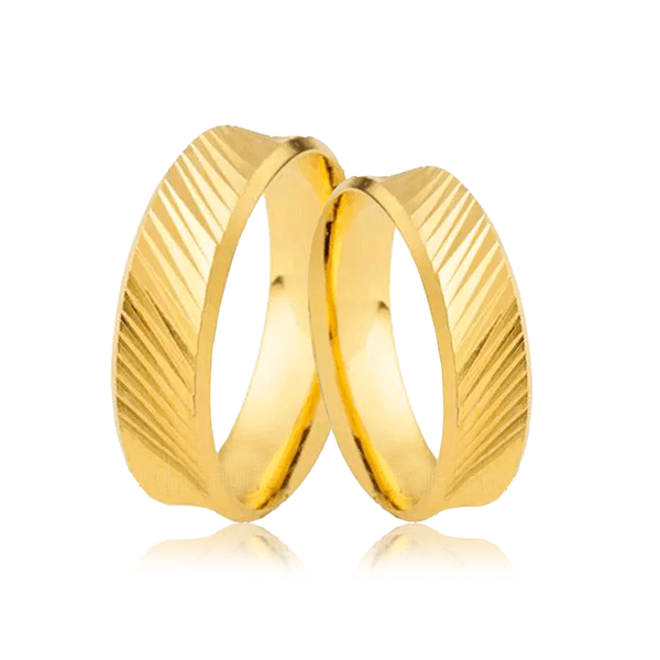 Par de Alianças Trabalhadas em Ouro 18K
