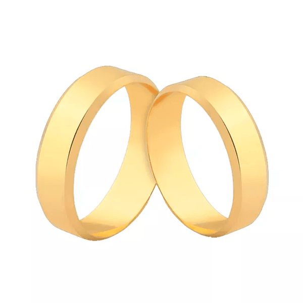 Par de Alianças Chanfradas em Ouro 18K