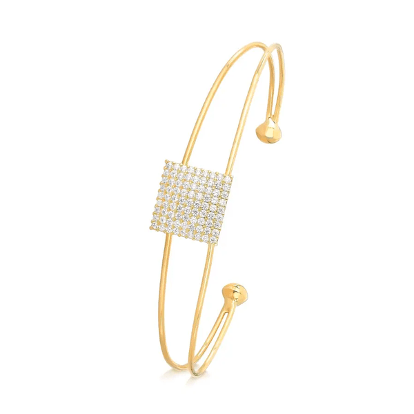 Bracelete Chuveiro Quadrado em Ouro 10K - 9mm