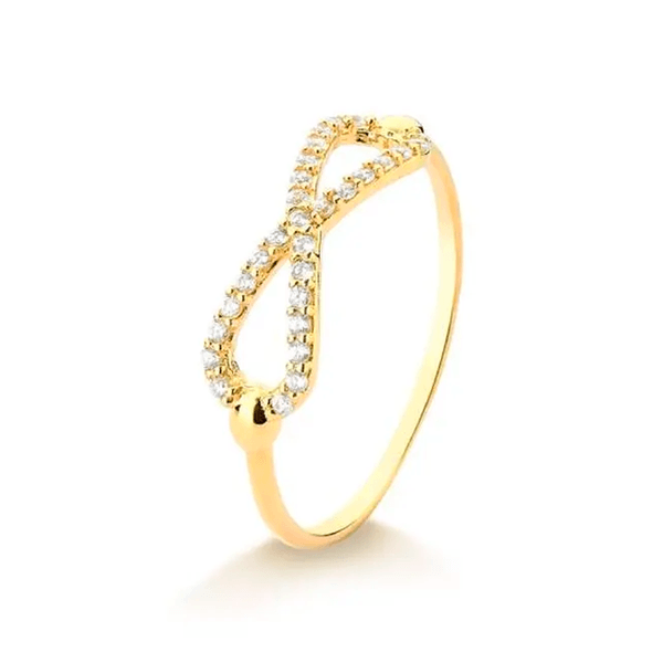 Anel Infinito com Zircônias em Ouro 10K
