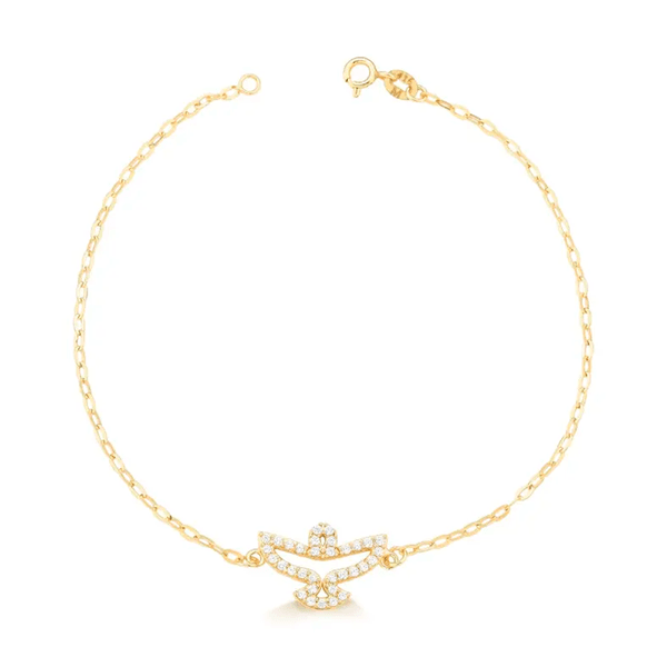 Pulseira Espírito Santo com Zircônias em Ouro 10K