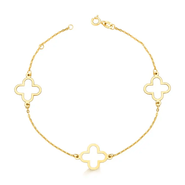 Pulseira Bailarina com Trevos em Ouro 10K