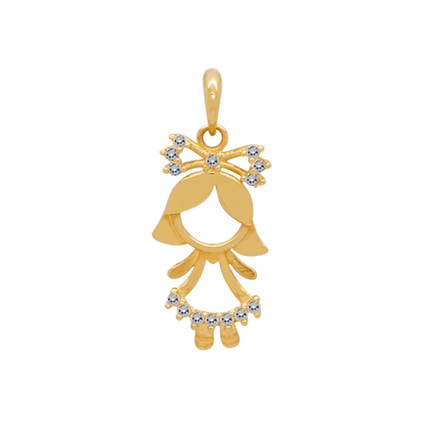 Pingente Filha Menina Vazada com Zircônias - Ouro 18K
