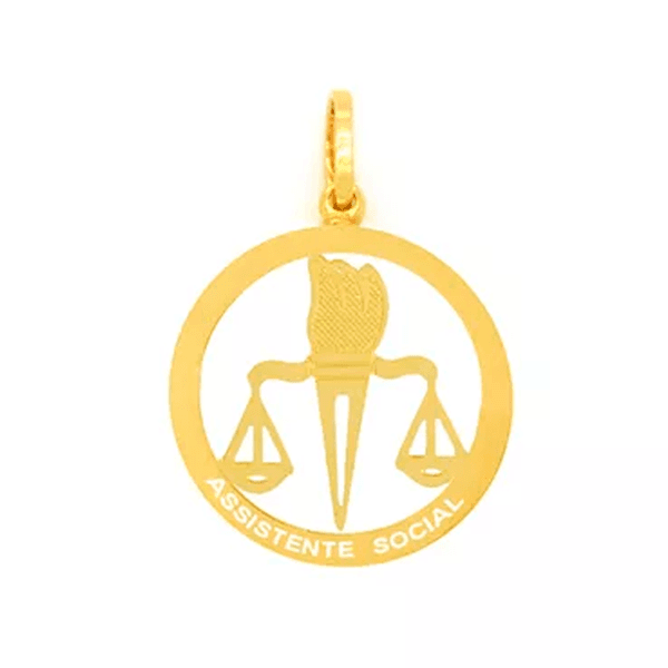Pingente de Formatura Assistente Social em Ouro 18k