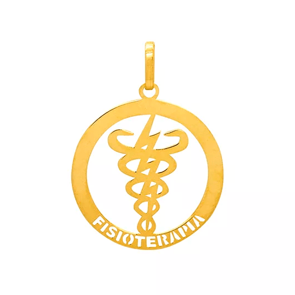 Pingente de Formatura Fisioterapia em Ouro 18k