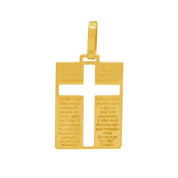 Pingente Placa Oração Pai Nosso em Ouro 18K