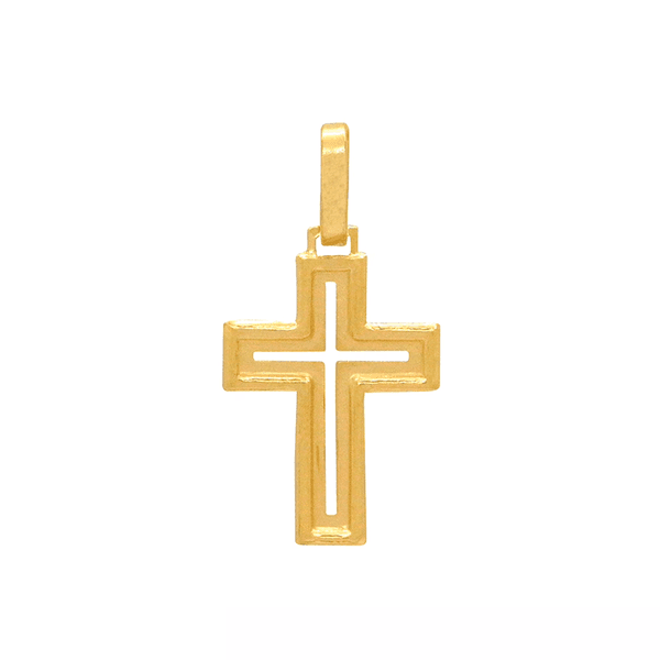 Pingente em Ouro 18K - Cruz Vazada | Polida e Fosca 16mm