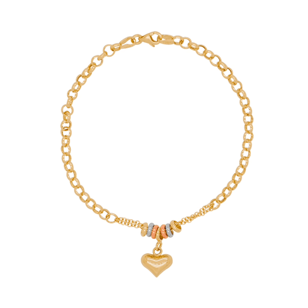 Pulseira Portuguesa com Pingente Coração Ouro 18k