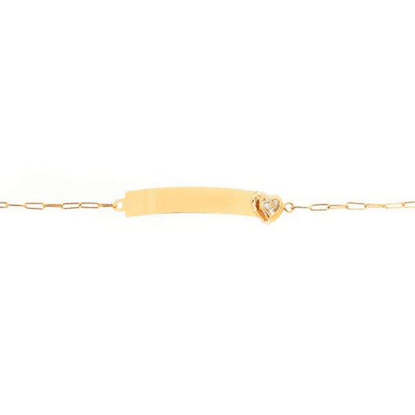 Pulseira Infantil Cartier com Placa e Coração em Ouro 18K