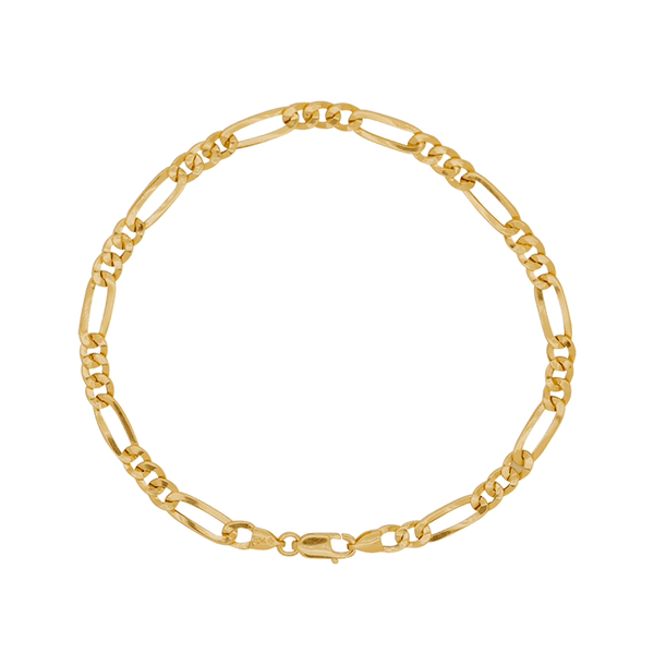 Pulseira Groumet 3x1 Achatada em Ouro 18K - 22cm
