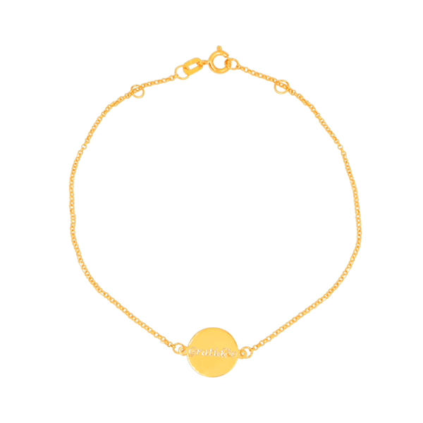 Pulseira Portuguesa em Ouro 18K Amor e Gratidão - 18cm