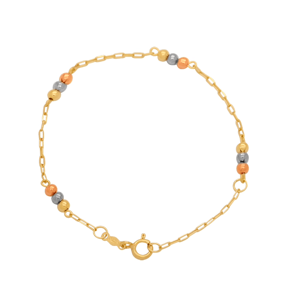 Pulseira Infantil em Ouro 18K Elo Cartier 3 bolinhas