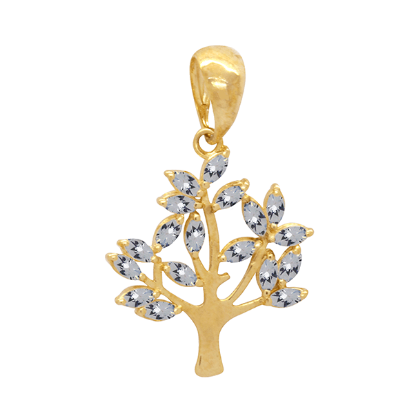 Pingente em Ouro 18K Amarelo Árvore da Vida com Zircônias