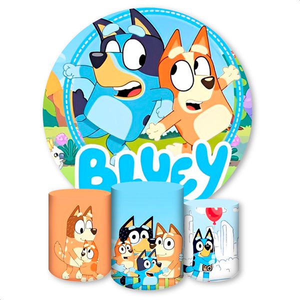 Capa Painel + Trio Capas Cilindros Sublimados Tema Bluey 1371