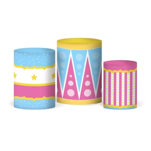 Trio Capas Cilindros Sublimados Tema Circo 23