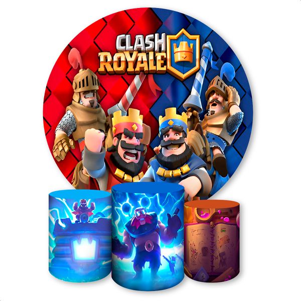 Capa Painel + Trio Capas Cilindros Sublimados Tema Clash Royale 1419