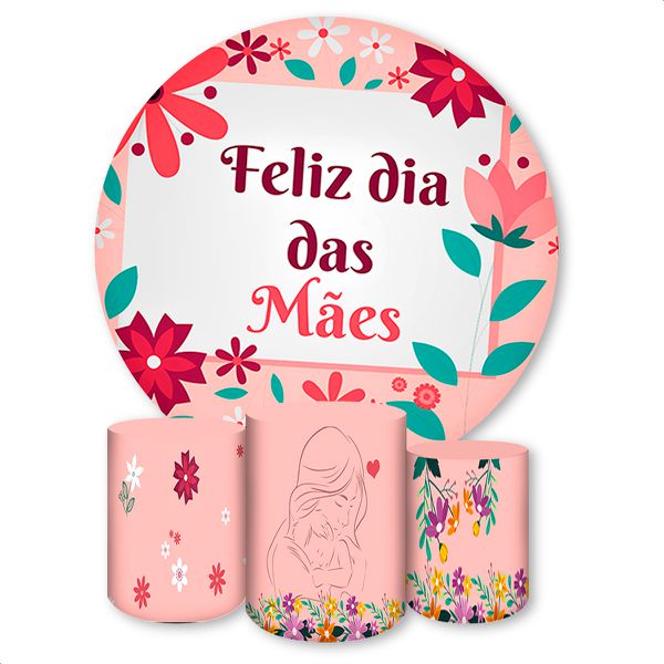 Capa Painel + Trio Capas Cilindros Sublimados Tema Dia das Mães 1389