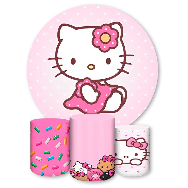 Capa Painel + Trio Capas Cilindros Sublimados Tema Hello Kitty 1413