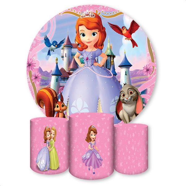 Capa Painel + Trio Capas Cilindros Sublimados Tema Princesa Sofia 307