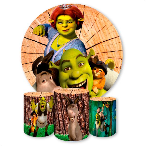 Capa Painel + Trio Capas Cilindros Sublimados Tema Shrek 1396