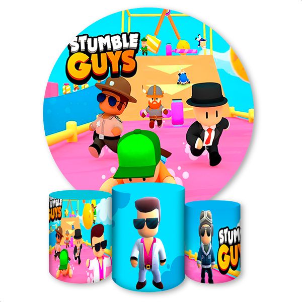 Capa Painel + Trio Capas Cilindros Sublimados Tema Stumble Guys 1448