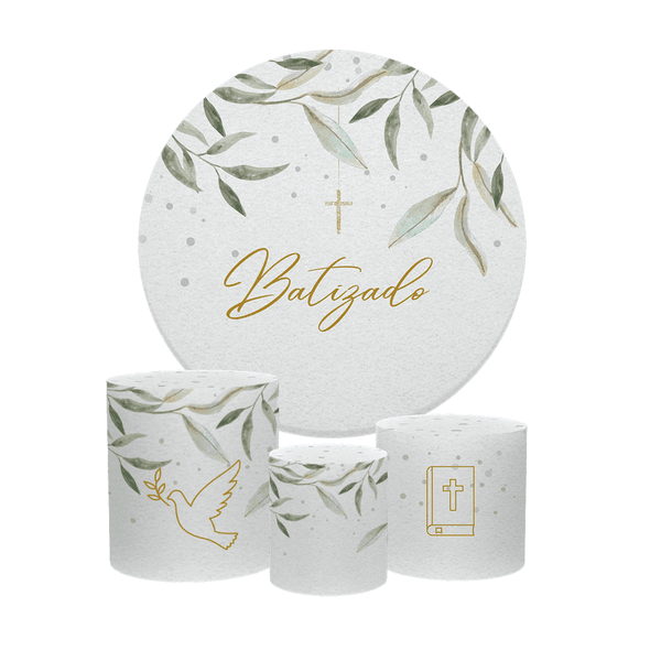 Kit Capa Painel Sublimado + 3 Capas De Cilindro - Batizado 4