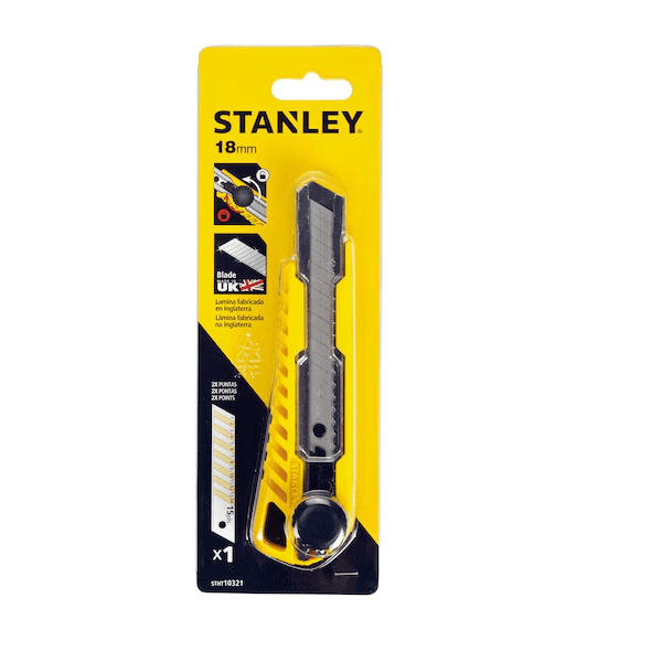 Estilete Retrátil Com Botão Giratório 18mm Da Stanley