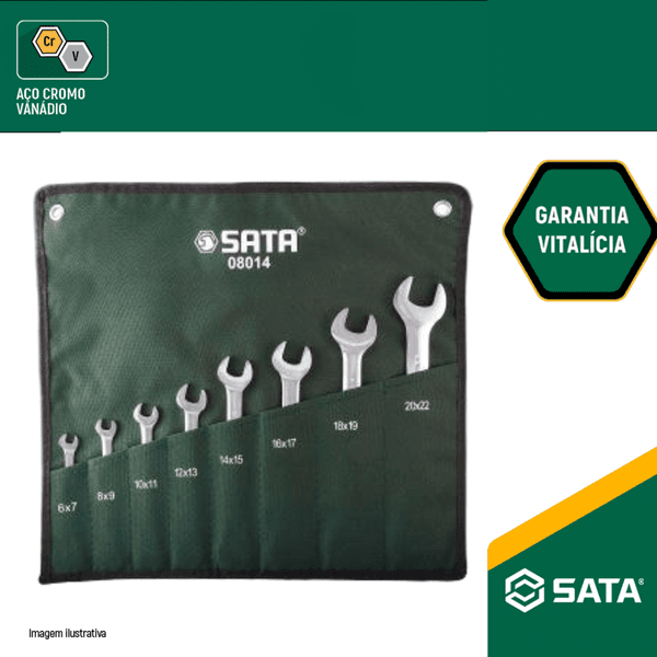 JOGO DE CHAVE FIXA 06 A 22MM 8PC da SATA-ST08014SJ