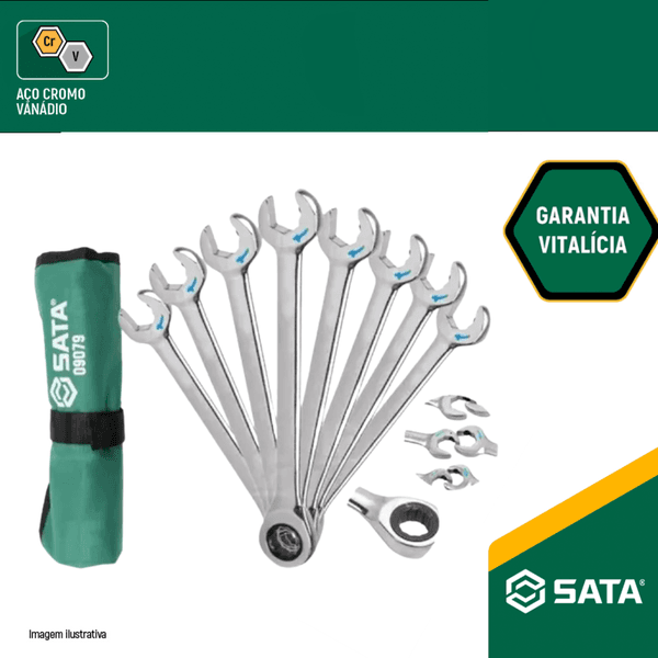 Jogo Chaves Combinada Speedy Catraca 8 peças SATA - ST09079SJ