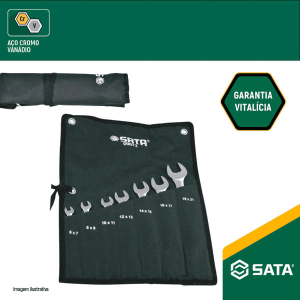 Jogo De Chaves Fixas de 6x7 a 19x21mm com7 peças SATA - ST09073SJ