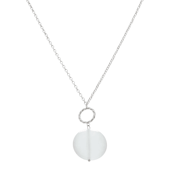 Colar Longo Círculo Trançado e Cristal Aço Inoxidável 