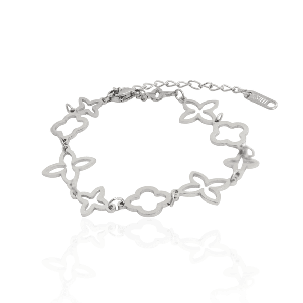 Pulseira Trevo Grande e Trevo Pequeno Aço Inoxidável