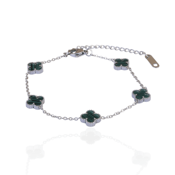 Pulseira Mini Trevo Verde Aço Inoxidável 
