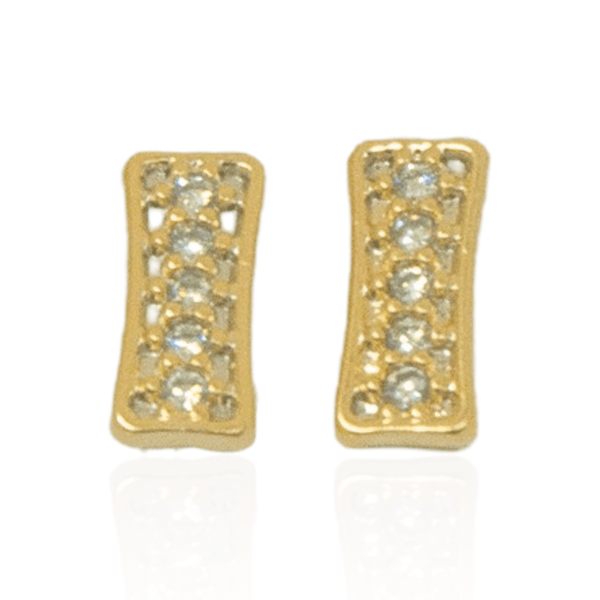 Brinco Hífen Semijoia Banho De Ouro 18k Zircônias Cravejadas