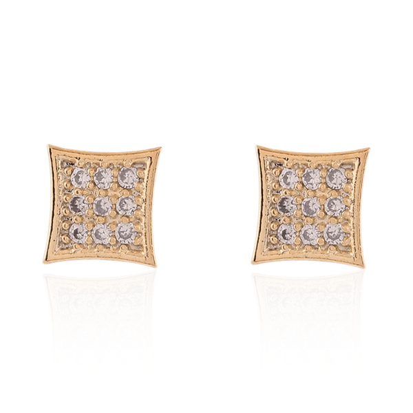 Losango com Zirconias Semijoia Banho de Ouro 18K 