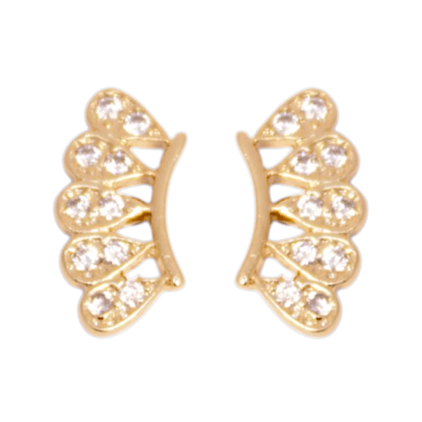 Brinco Ear Cuff Gotas Com Zircônias Semijoia Banho De Ouro 18k