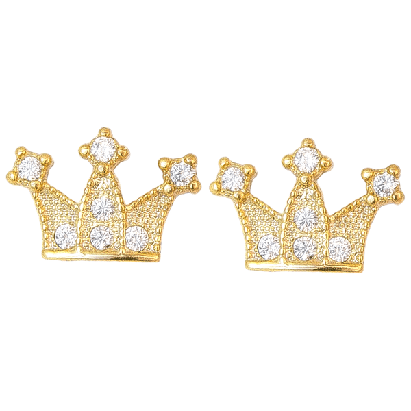 Brinco Coroa Cravejado De Zircônia Incolor Texturizada By Kumbayá Joias