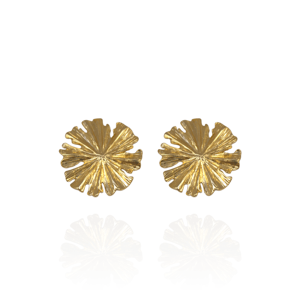 Brinco Orgânico Flor Banho de Ouro 18K