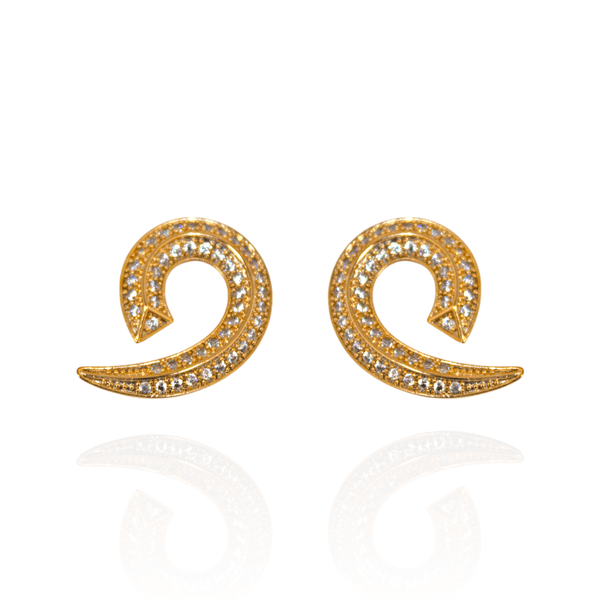 Brinco Espiral Cravejada Banho de Ouro 18K