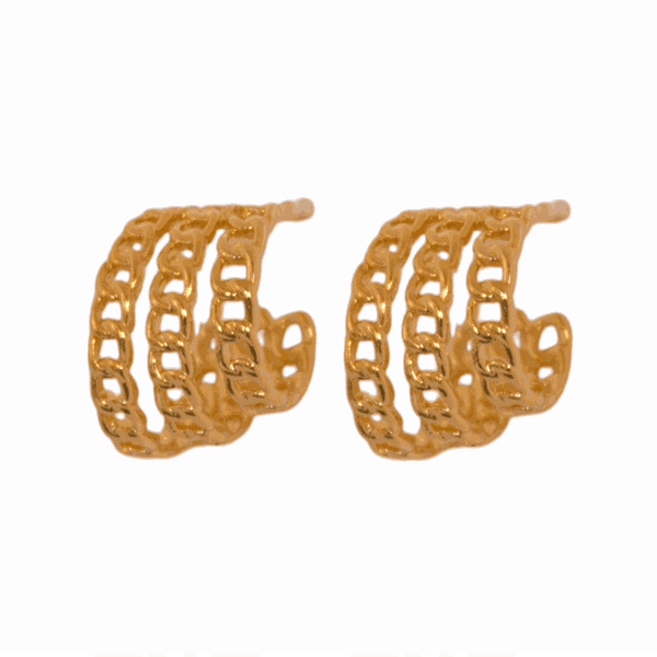 Brinco Argola Correntaria Triplo Banho de Ouro 18K