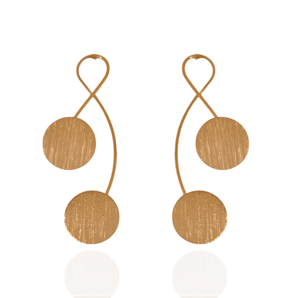 Brinco Fio com Círculos Foscos Banho de Ouro 18K