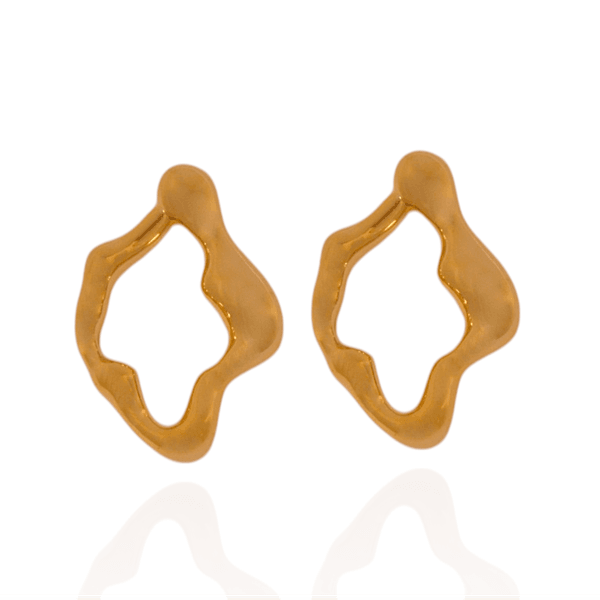 Brinco Orgânico Banho de Ouro 18K