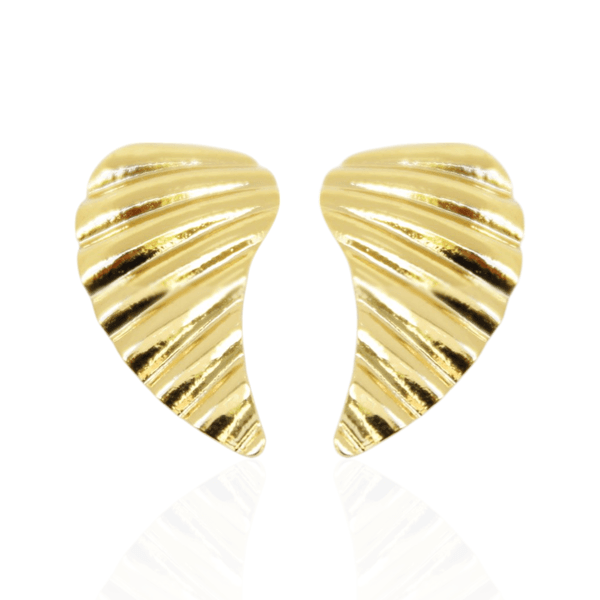 Brinco Vírgula Texturizado Banho de Ouro 18K